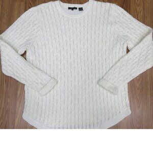 JEANNE PIERRE 100% COTTON KNIT RIBBED SWEATER WHITE 2X-LARGE, 2XL